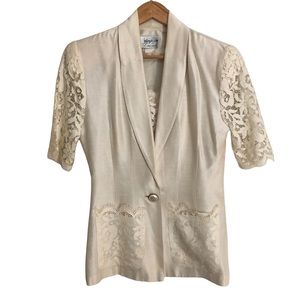 Vintage Jeffrey & Dara by Linda Hurley Lace Cream Jacket S